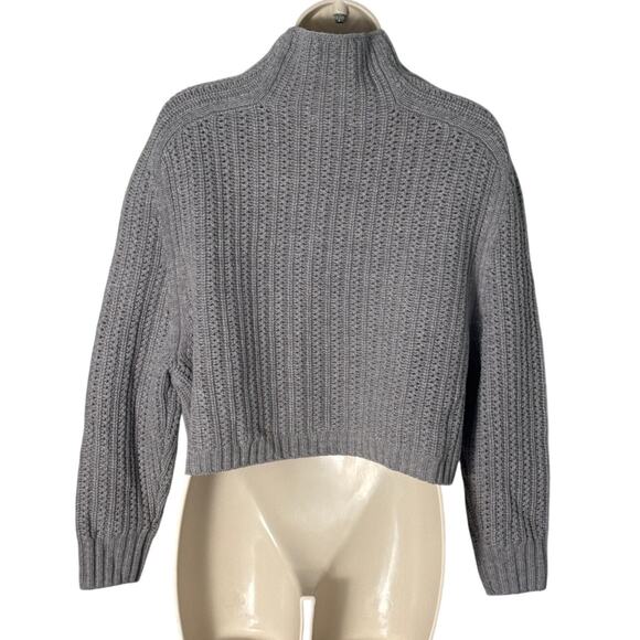 NWOT Madewell Pointelle Stitch Mockneck Sweater in Heather Pewter Gray XXS - Picture 3 of 12